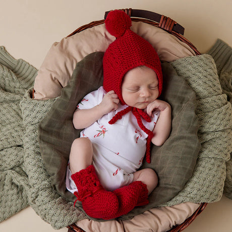 Snuggle Hunny Candy Cane Short Sleeve Organic Bodysuit
