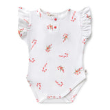 Snuggle Hunny Candy Cane Short Sleeve Bodysuit with Frill