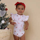 Snuggle Hunny Candy Cane Short Sleeve Bodysuit with Frill
