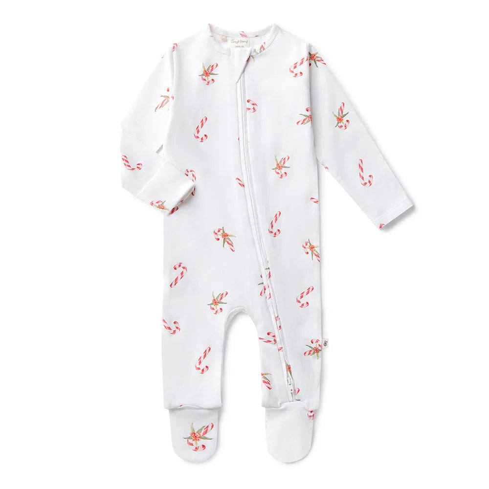 Snuggle Hunny Candy Cane Snuggle Sleepsuit Zip Footie