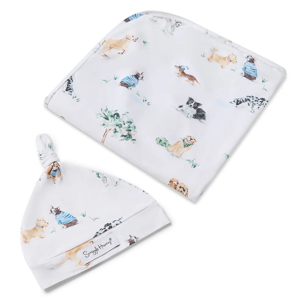 Snuggle Hunny Organic Jersey Wrap & Beanie Set - Dog Park