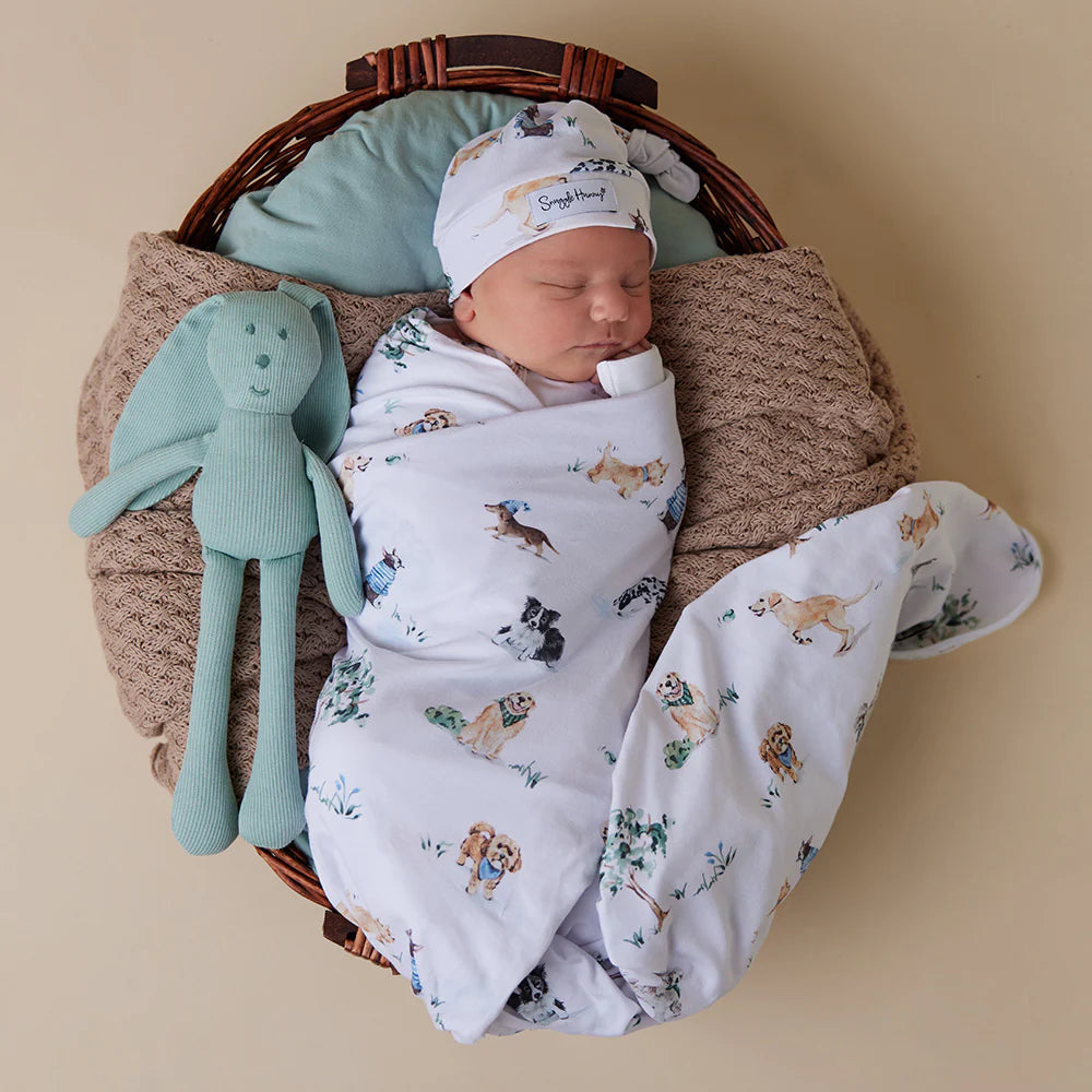Snuggle Hunny Organic Jersey Wrap & Beanie Set - Dog Park
