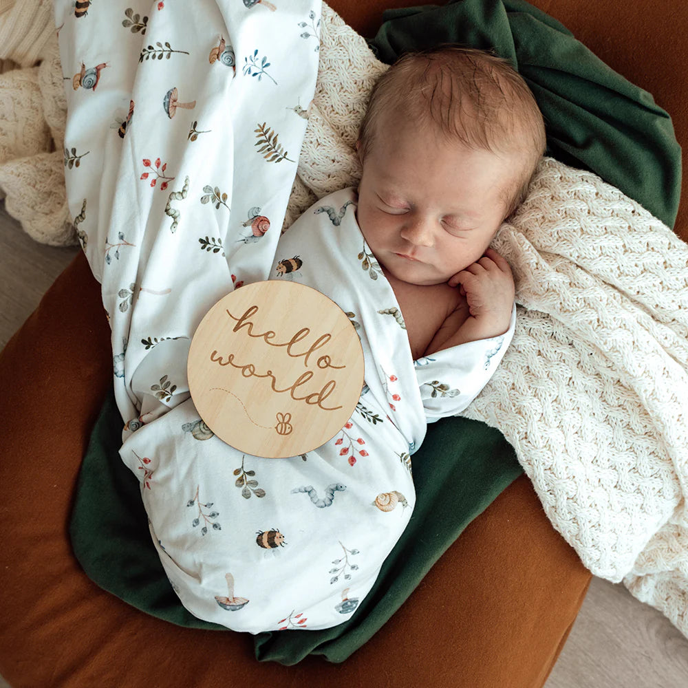 Snuggle Hunny Jersey Wrap & Beanie Set - Garden Friends