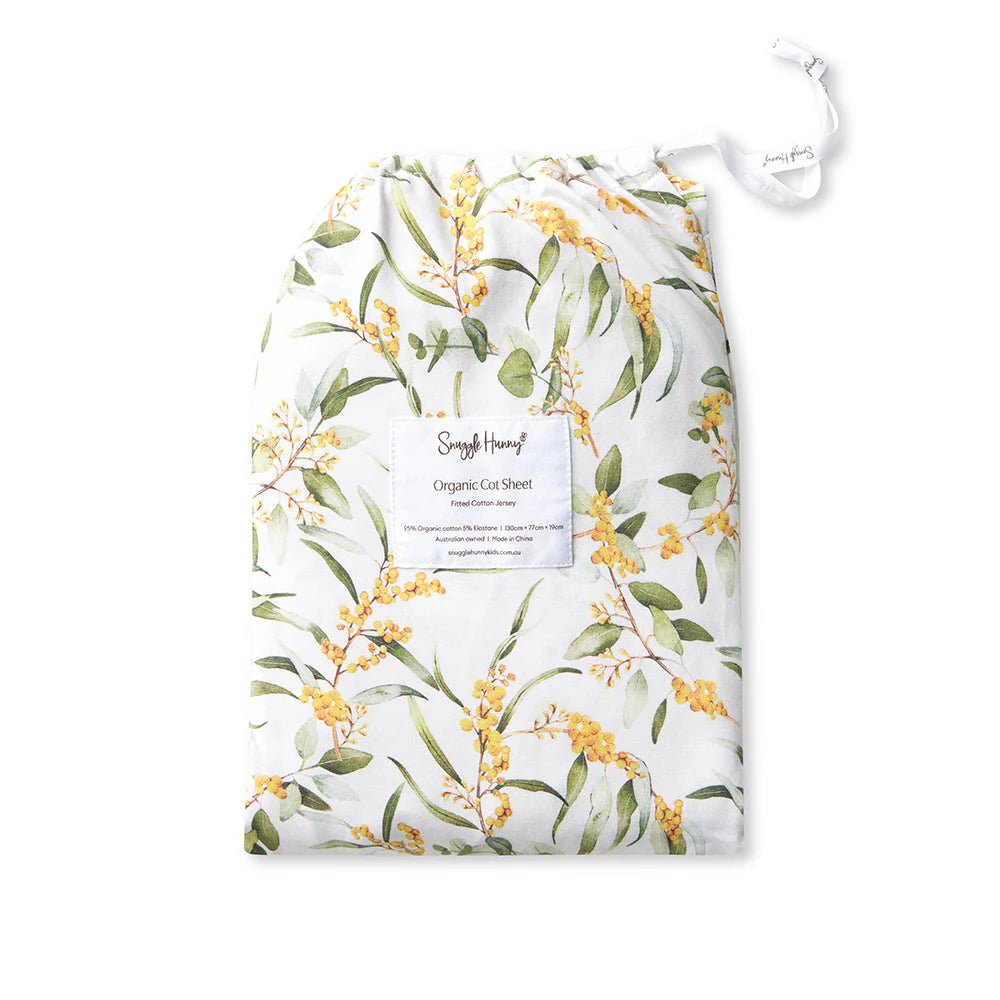 Snuggle Hunny Organic Cot Sheet - Golden Wattle