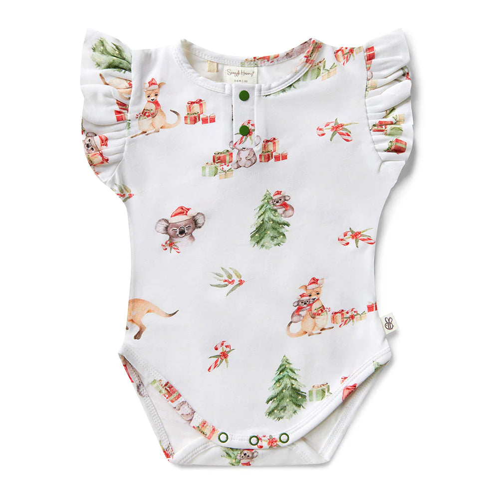 Snuggle Hunny Kangas & Koalas Short Sleeve Bodysuit with Frill