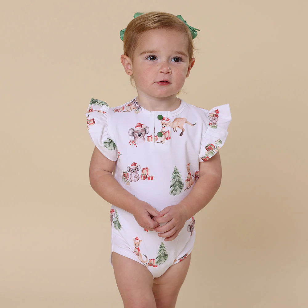 Snuggle Hunny Kangas & Koalas Short Sleeve Bodysuit with Frill