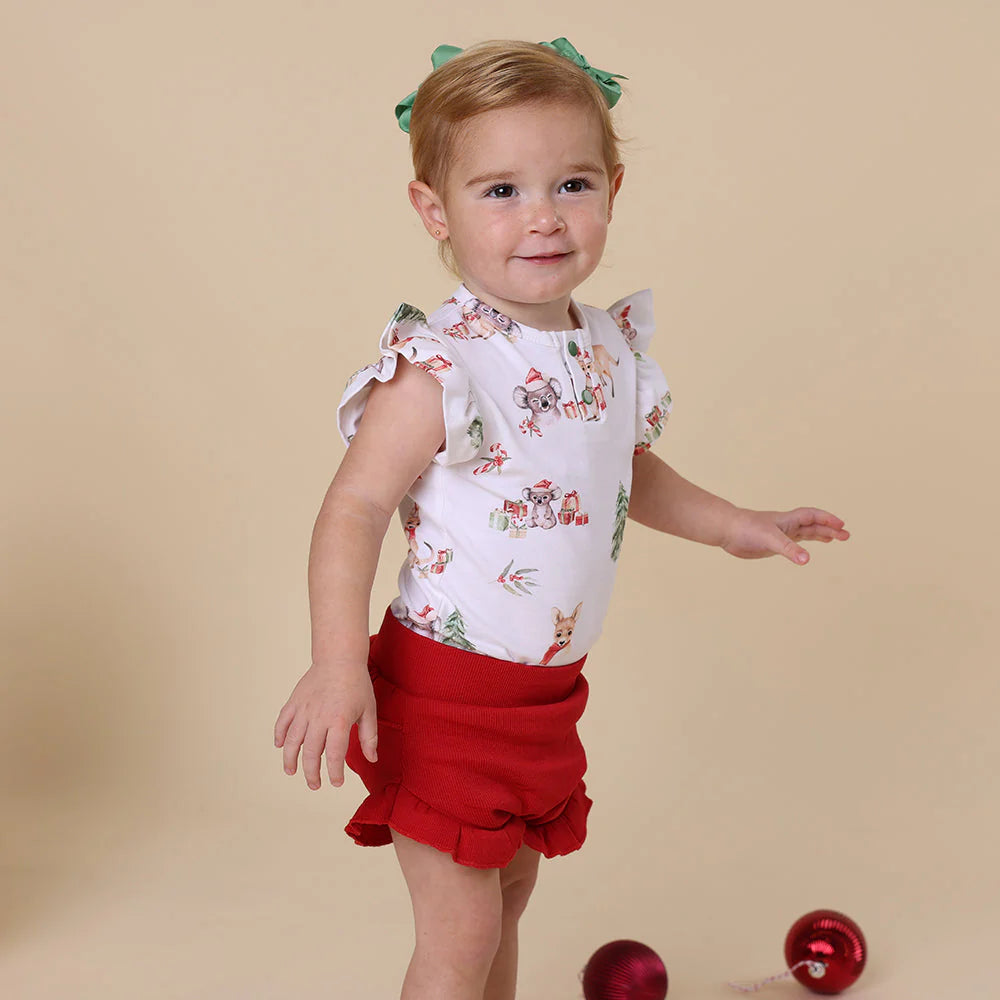 Snuggle Hunny Kangas & Koalas Short Sleeve Bodysuit with Frill
