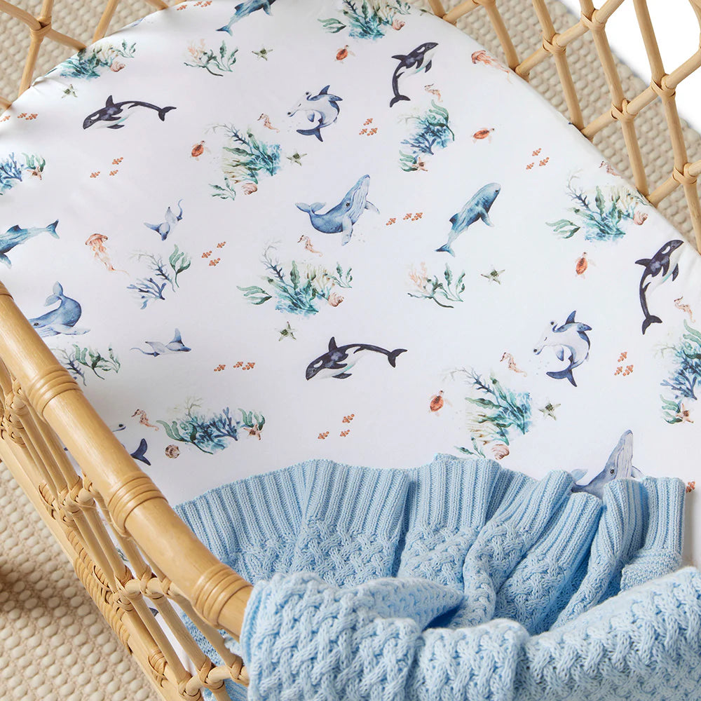 Snuggle Hunny Organic Bassinet Sheet / Change Pad Cover - Ocean