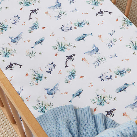 Snuggle Hunny Organic Cot Sheet - Ocean