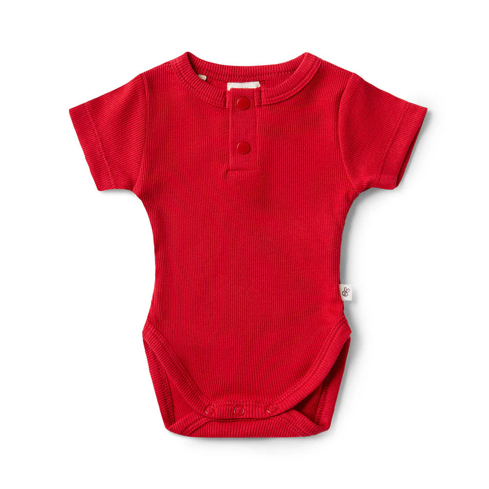 Snuggle Hunny Red Short Sleeve Organic Bodysuit