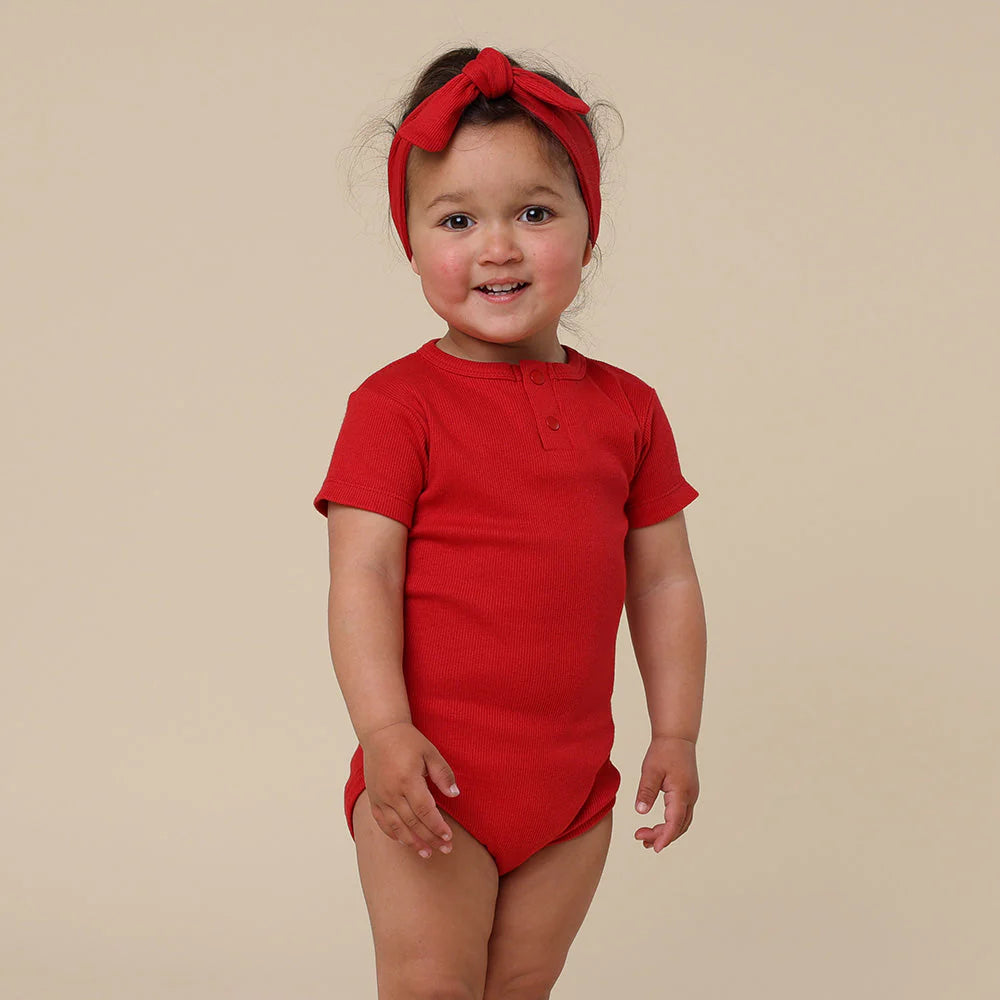 Snuggle Hunny Red Short Sleeve Organic Bodysuit