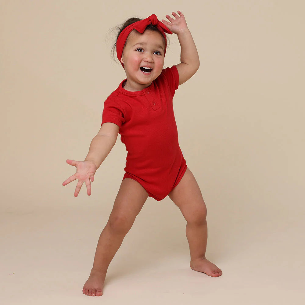 Snuggle Hunny Red Short Sleeve Organic Bodysuit