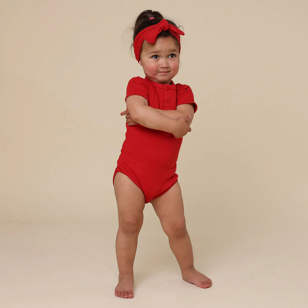Snuggle Hunny Red Short Sleeve Organic Bodysuit
