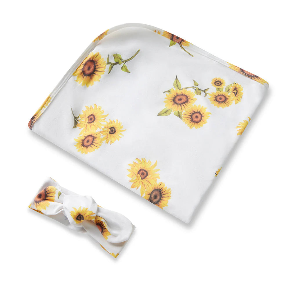 Snuggle Hunny Jersey + Topknot Set - Sunflowers