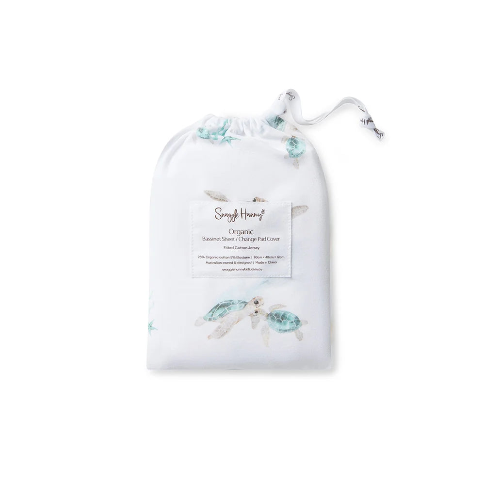 Snuggle Hunny Organic Bassinet Sheet / Change Pad Cover - Turtle