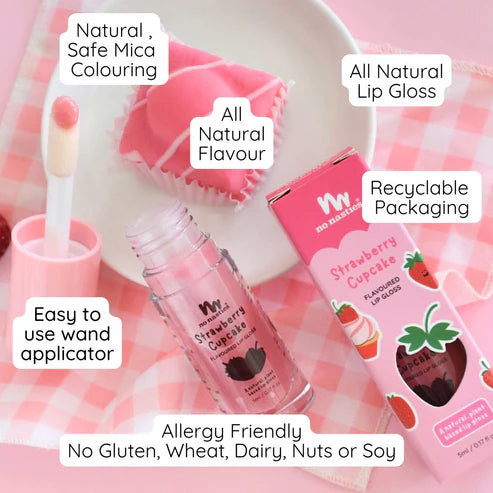 No Nasties Natural Lip Gloss Strawberry Cupcake