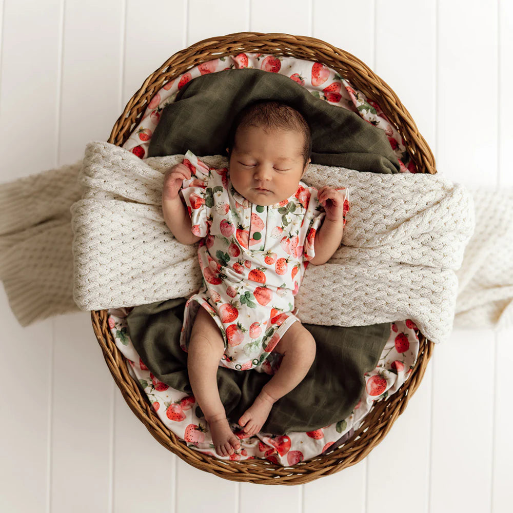 Snuggle Hunny Strawberry Short Sleeve Bodysuit With Frill