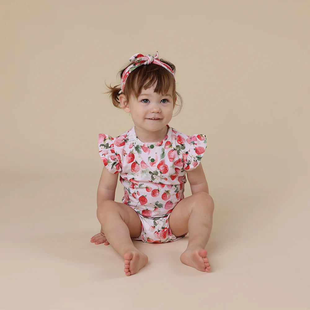 Snuggle Hunny Strawberry Short Sleeve Bodysuit With Frill