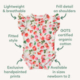 Snuggle Hunny Strawberry Short Sleeve Bodysuit With Frill
