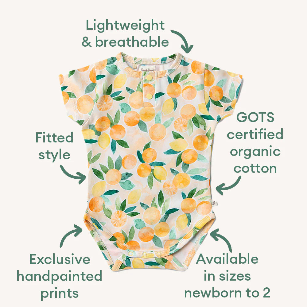 Snuggle Hunny Sunny Citrus Short Sleeve Organic Bodysuit