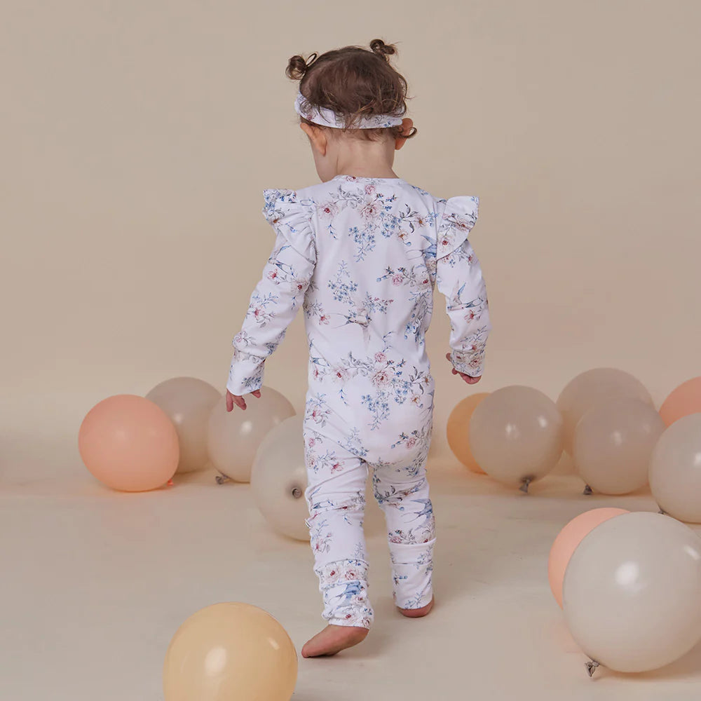 Snuggle Hunny Organic Convertible Romper with Frill - Sweet Swallows