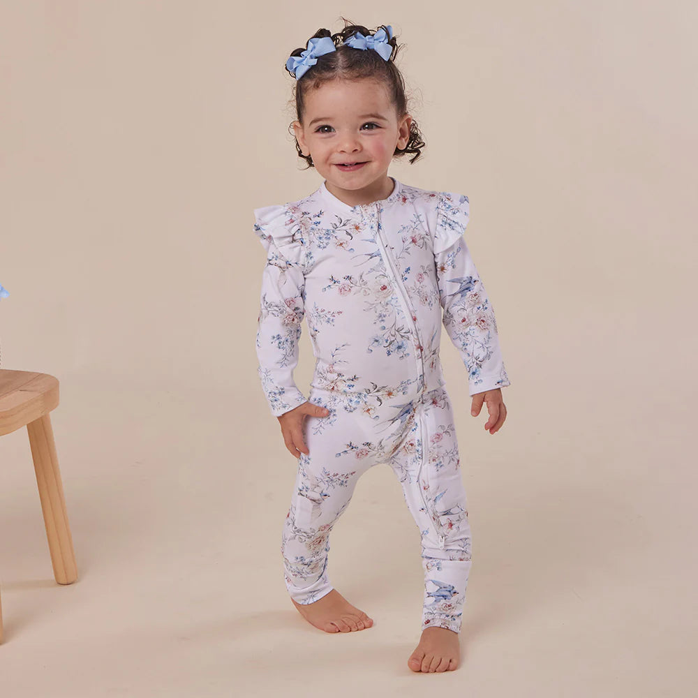Snuggle Hunny Organic Convertible Romper with Frill - Sweet Swallows