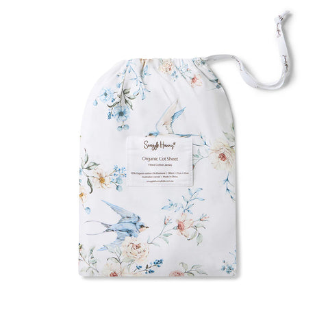Snuggle Hunny Organic Fitted Cot Sheet - Sweet Swallows