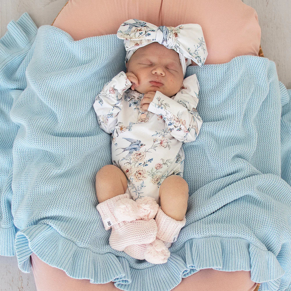 Snuggle Hunny Long Sleeve Organic Bodysuit with Frill - Sweet Swallows