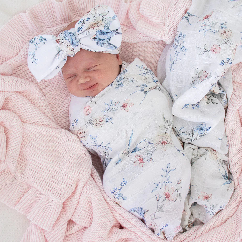 Snuggle Hunny Organic Muslin Wrap - Sweet Swallows