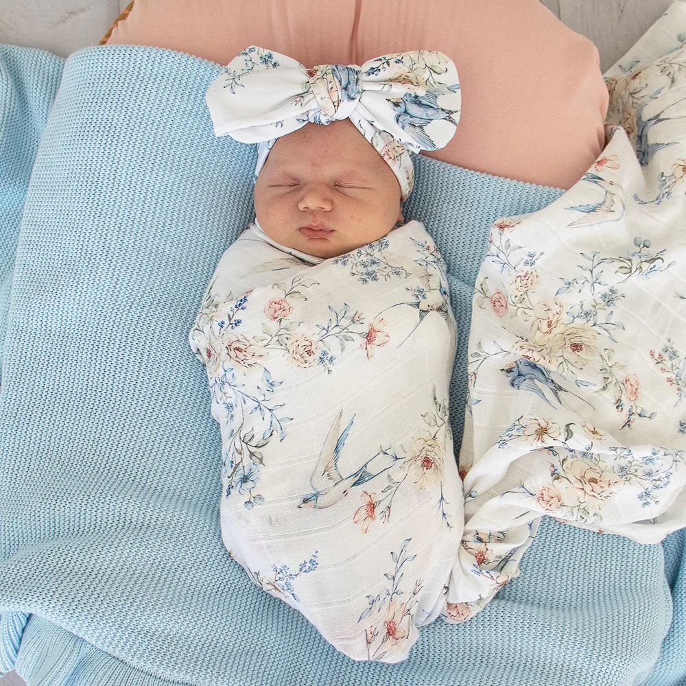 Snuggle Hunny Organic Muslin Wrap - Sweet Swallows