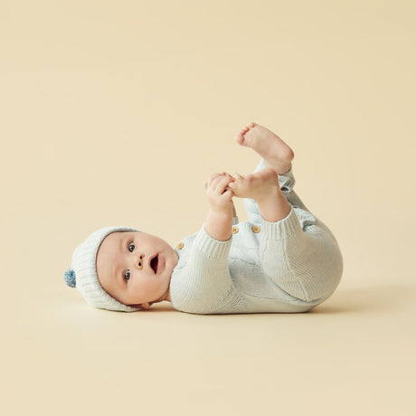 Wilson + Frenchy Knitted Cable Growsuit - Bluebell Fleck