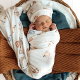 Snuggle Hunny Organic Jersey Wrap & Beanie Set - Up & Away