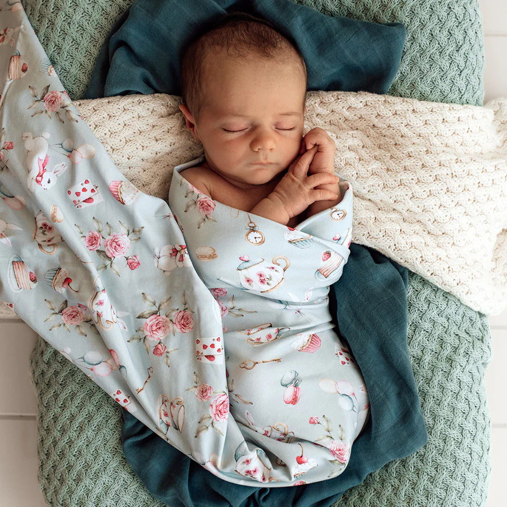 Snuggle Hunny Organic Jersey Wrap & Beanie Set - White Rabbit