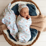 Snuggle Hunny Organic Jersey Wrap & Beanie Set - White Rabbit