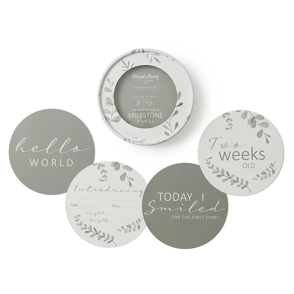 Snuggle Hunny Milestone Cards - Wild Fern & Grey