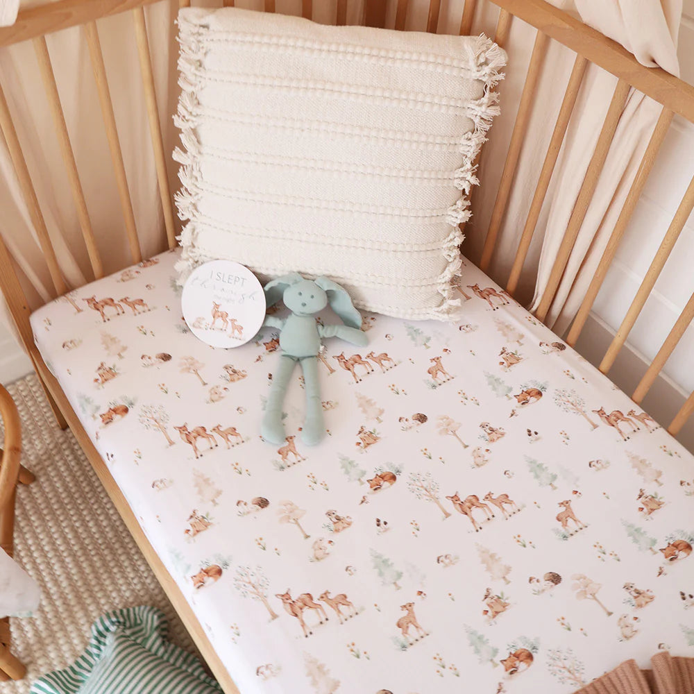 Snuggle Hunny Organic Fitted Cot Sheet - Woodland Tales