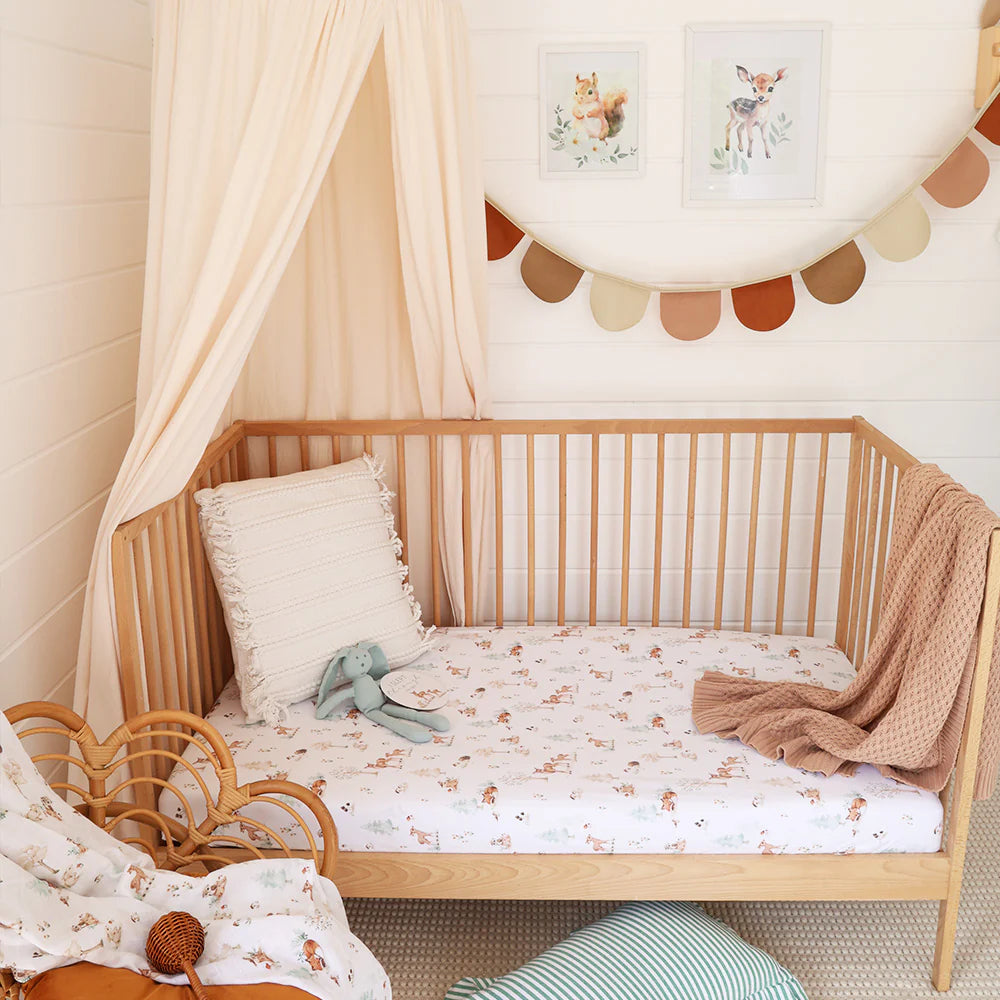 Snuggle Hunny Organic Fitted Cot Sheet - Woodland Tales