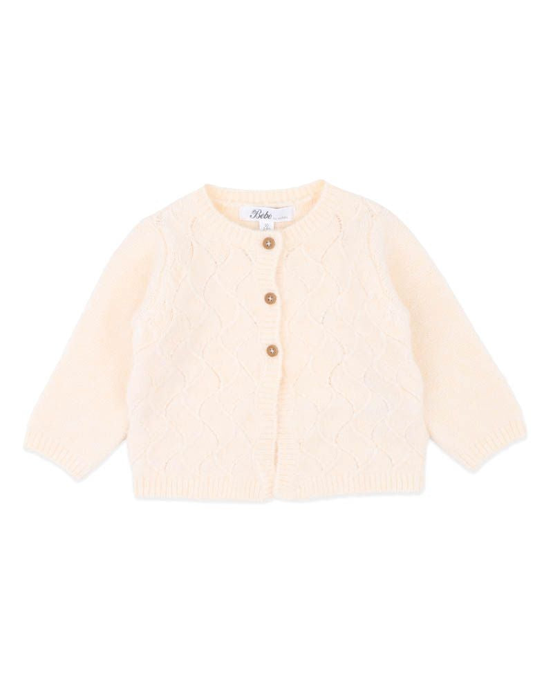 Minihaha Girls Cream Pointelle Cardigan