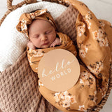 Golden Floral + Ocre Milestone Card Set