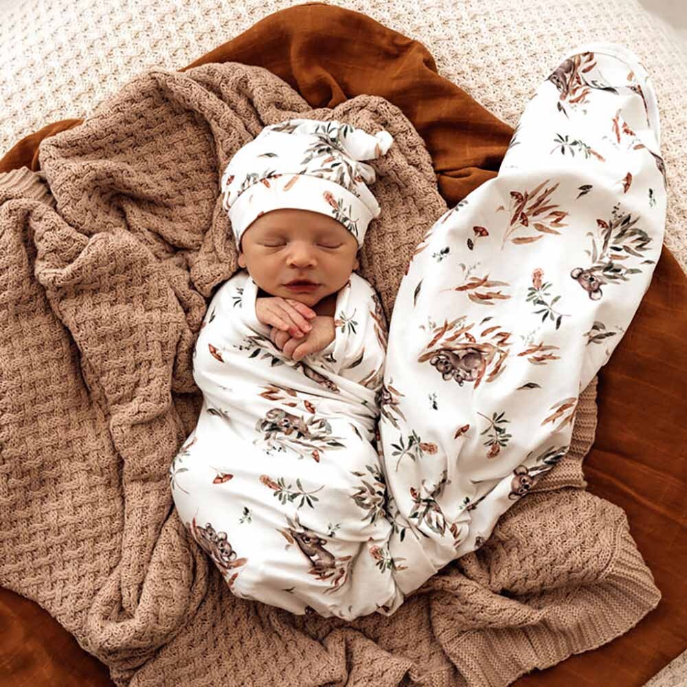 Jersey Wrap + Beanie Set - Koala
