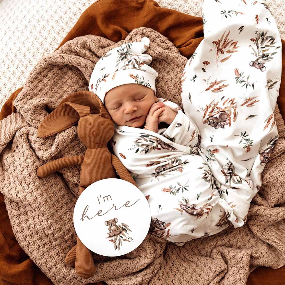 Jersey Wrap + Beanie Set - Koala