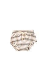Organic Cotton Fine Rib Parker Bloomer - Oatmeal Mini Stripe