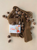 Silly Silas Footed Tights - Acorn