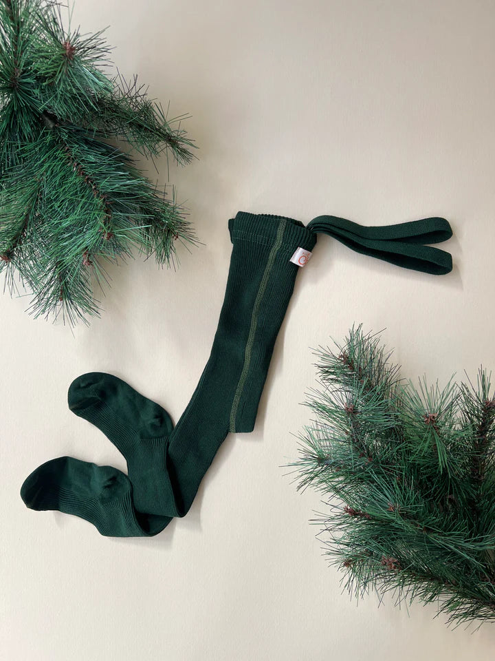 Silly Silas Footed Tights - Dark Forest Green