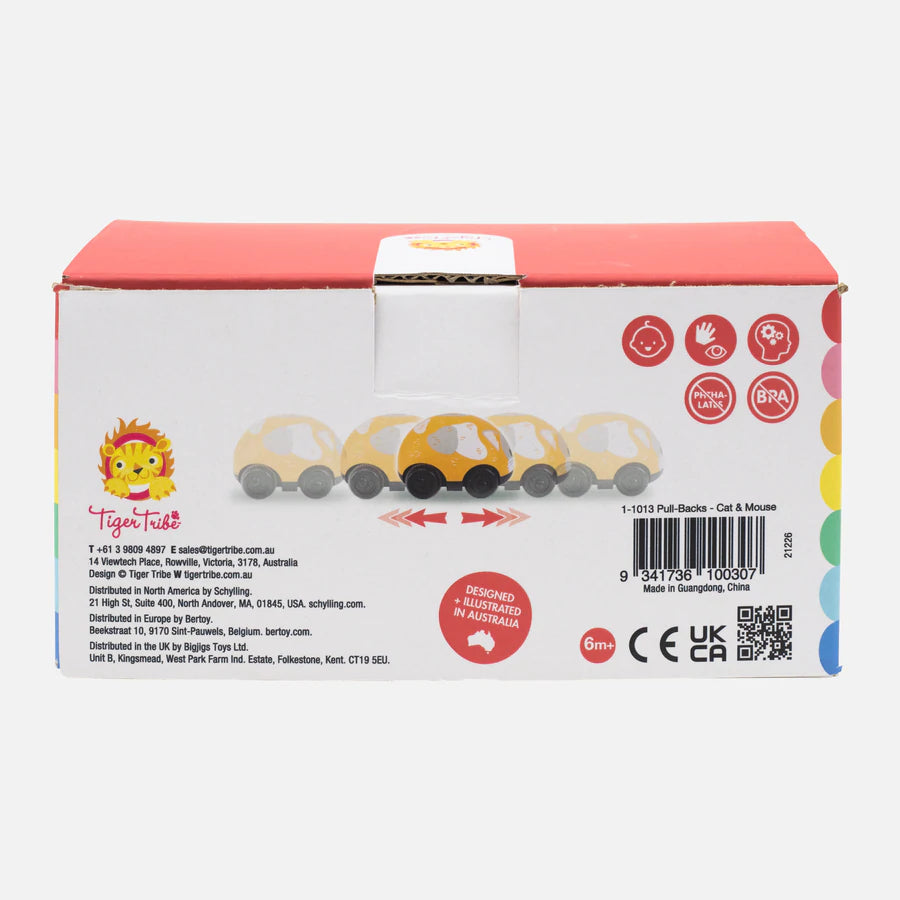 Tiger Tribe Pull Back Animals - Cat + Mouse