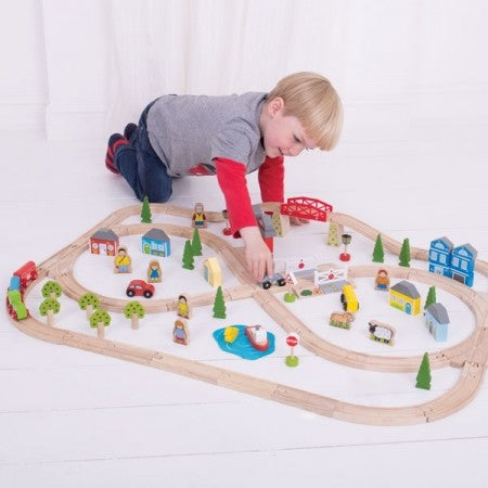 Bigjigs Rail Town + Country Train Set