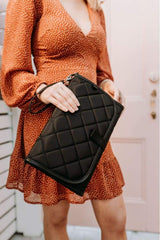OiOi Baby Travel Change Clutch  - Quilted Black