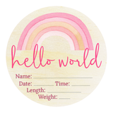 Timber Tinkers Birth Announcement Plaque - Pink Rainbow