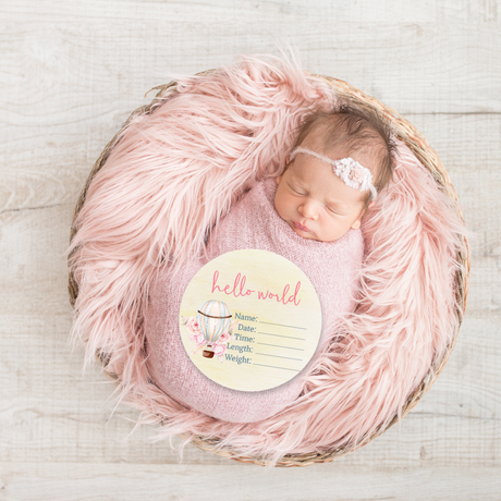 Birth Announcement Plaque - Pink Hot Air Balloon