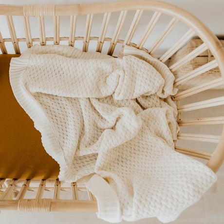 Raspberry Lane Boutique Cream Diamond Knit Baby Blanket